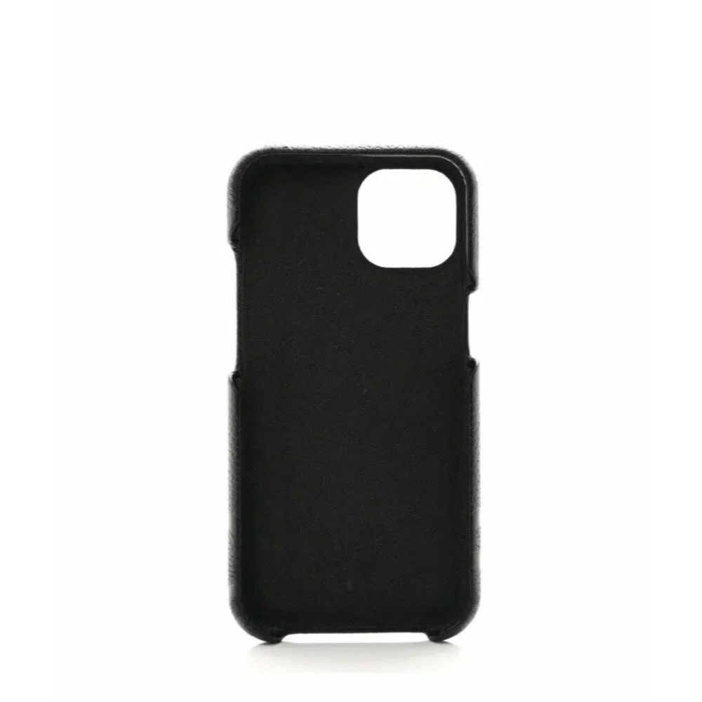 NEW GUCCI Piuma Calfskin Jumbo GG Embossed iPhone 15 Phone Case Black